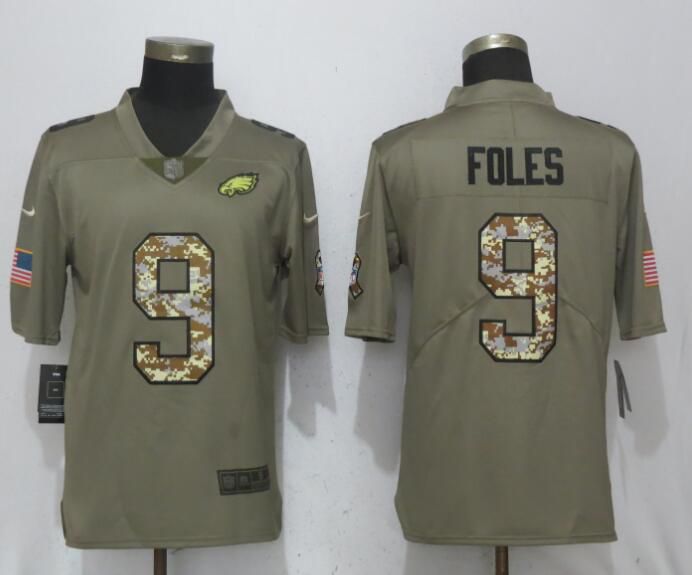 Men Philadelphia Eagles #9 Foles Olive Camo Carson Salute to Service Nike Limited NFL Jerseys->san francisco 49ers->NFL Jersey